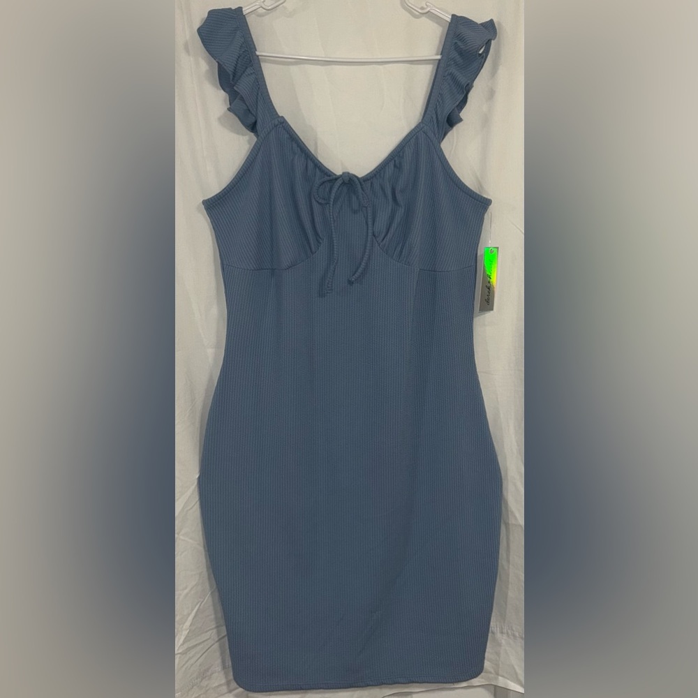Blue Sleeveless Ribbed Dress